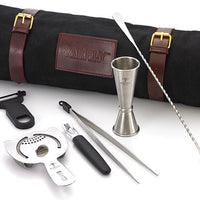 Barfly - Stainless Steel Silver Essential 7-Piece Cocktail Kit with Mixology Roll Bag - M37100