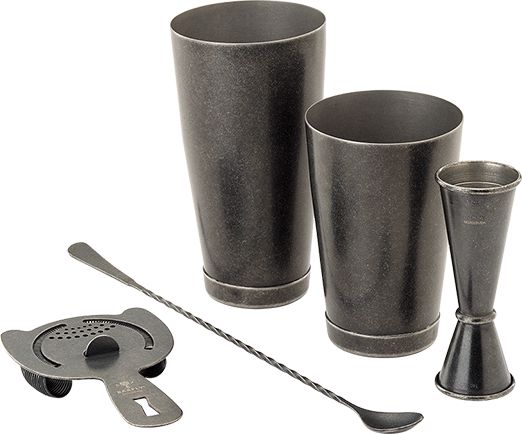 Barfly - Stainless Steel Vintage Black Basic 5-Piece Cocktail Kit - M37101VBK