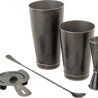 Barfly - Stainless Steel Vintage Black Basic 5-Piece Cocktail Kit - M37101VBK