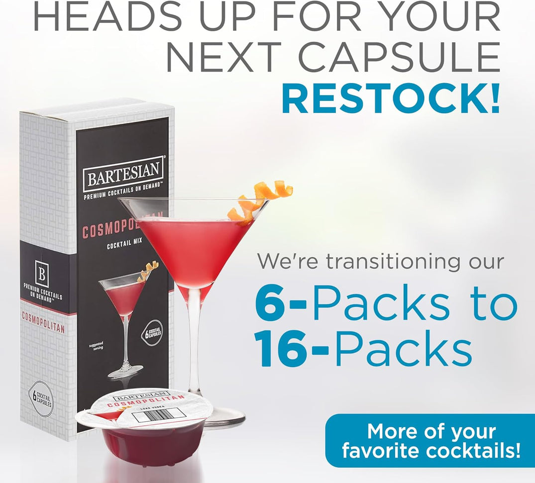 Bartesian - Cosmopolitan Cocktail Mixer Capsules, Pack of 6 - 55352