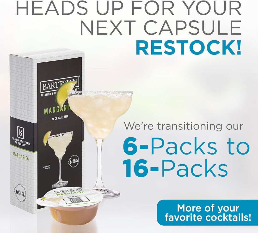 Bartesian - Margarita Cocktail Mixer Capsules, Pack of 6 - 55351