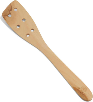 Berard - 12" Contour Olivewood Curved Spatula with 6 Holes - 66571