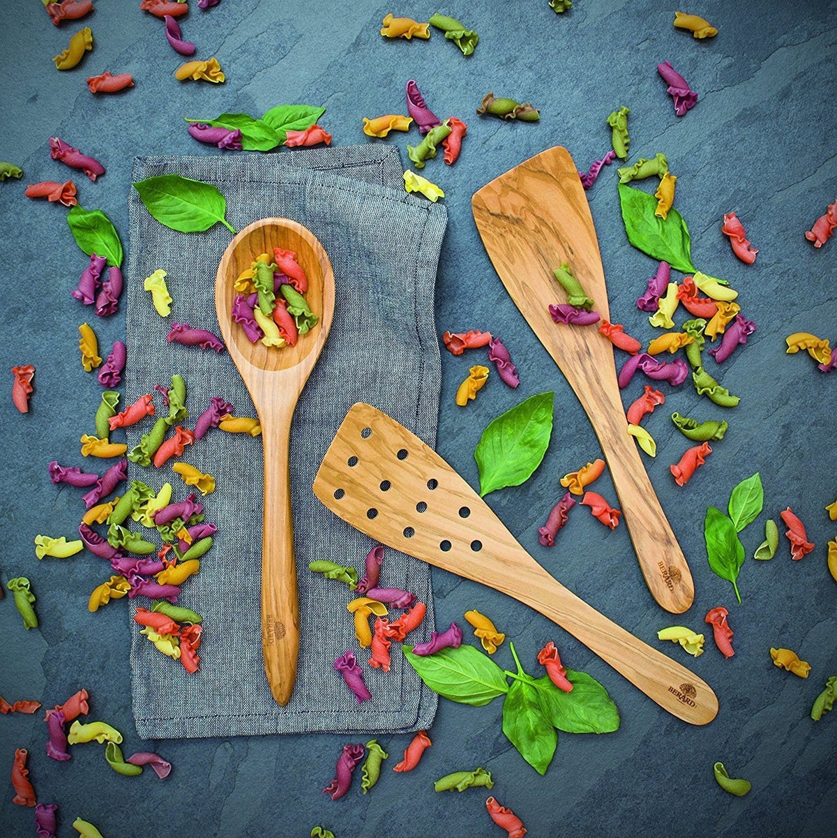 Berard - 12" Contour Olivewood Straight Bevelled Spatula - 66572