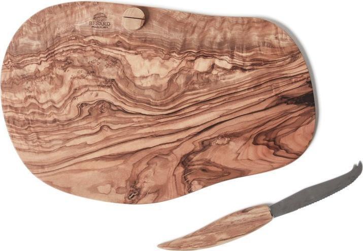 Berard - 13" x 7 " Olivewood Cheese Board with Knife - 56178