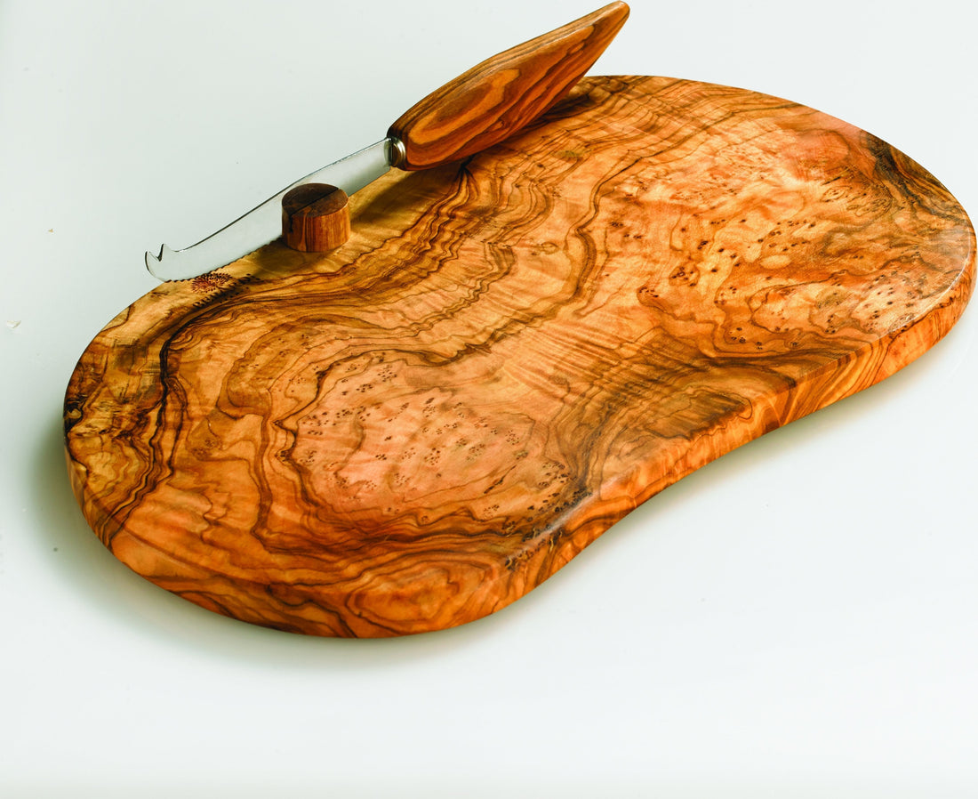 Berard - 13" x 7 " Olivewood Cheese Board with Knife - 56178