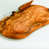 Berard - 13" x 7 " Olivewood Cheese Board with Knife - 56178