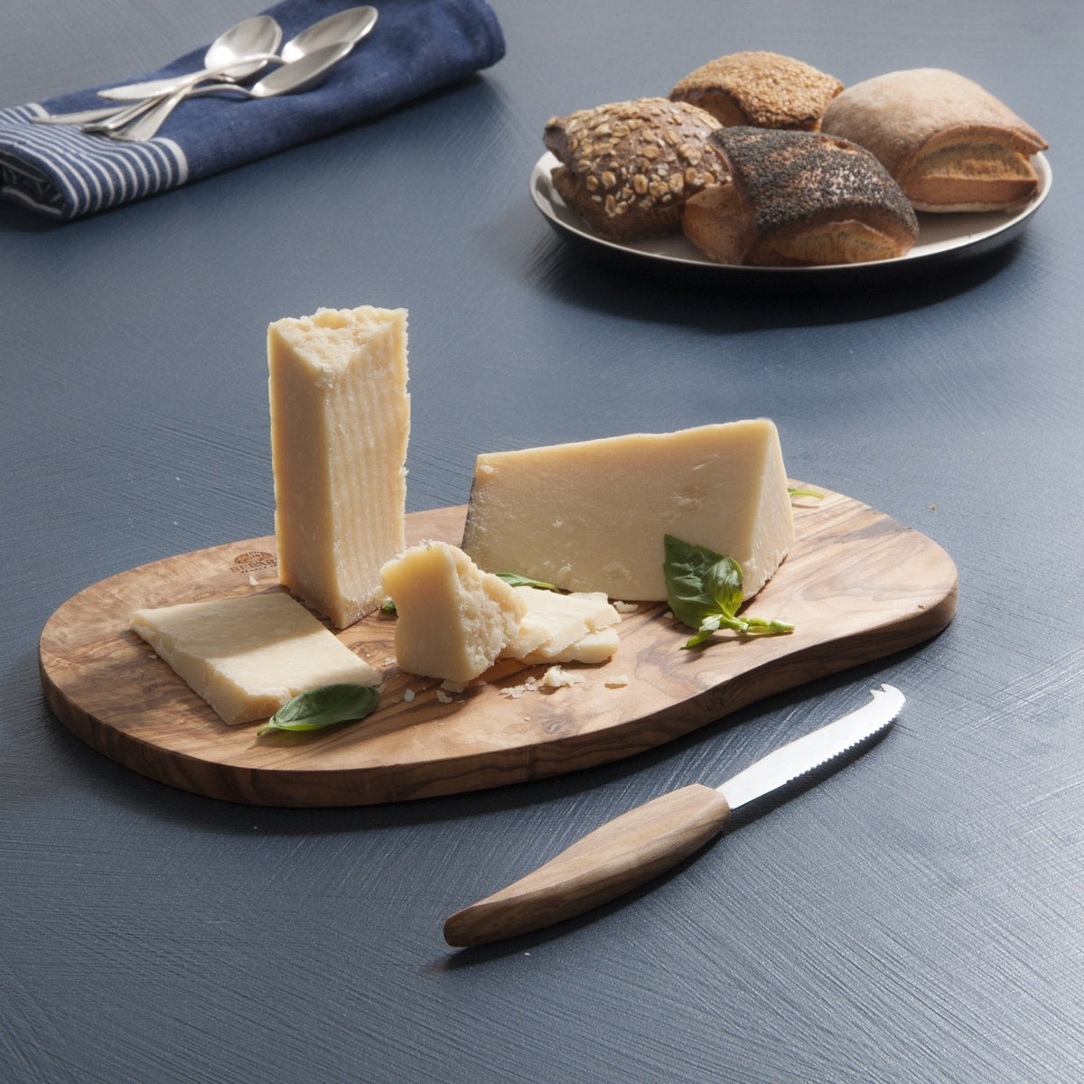 Berard - 13" x 7 " Olivewood Cheese Board with Knife - 56178