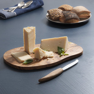 Berard - 13" x 7 " Olivewood Cheese Board with Knife - 56178