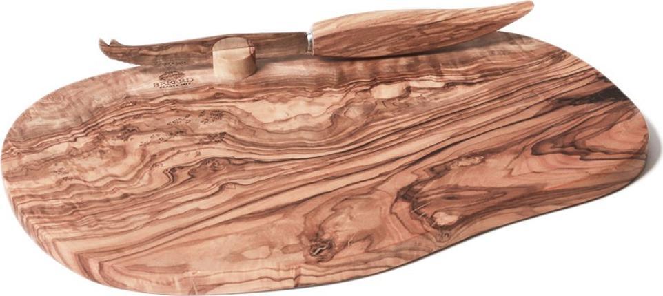 Berard - 13" x 7 " Olivewood Cheese Board with Knife - 56178