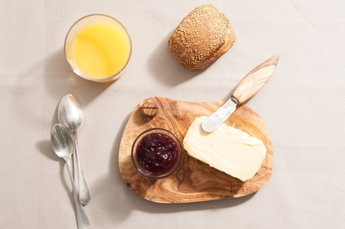 Berard - 5.75" x 7.25" Olivewood Butter Dish with Knife - 12070