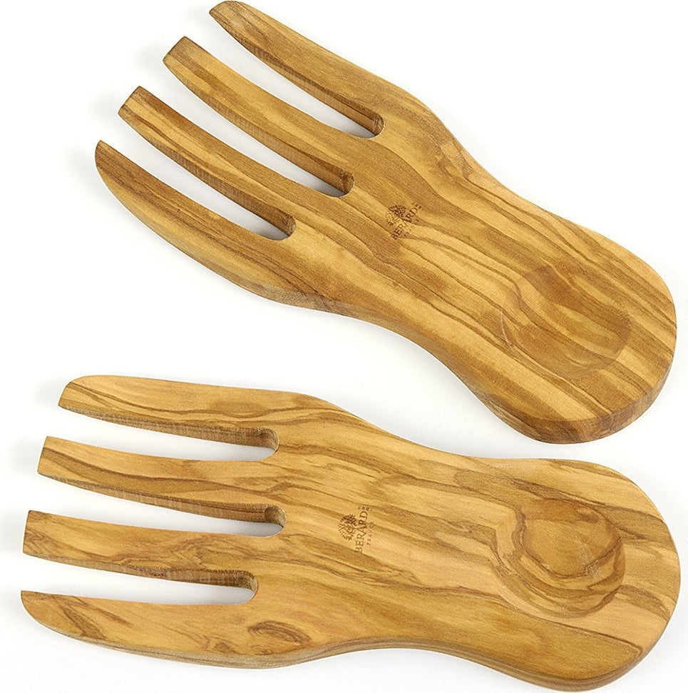 Berard - 7.75" Olivewood Salad Hands, 2 PC Set - 01091
