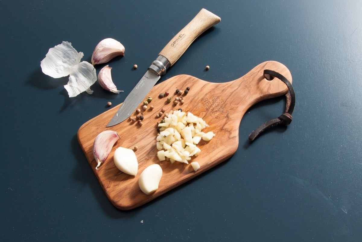 Berard - 8" x 4.25" Olivewood Cutting Board with Handle - 54070