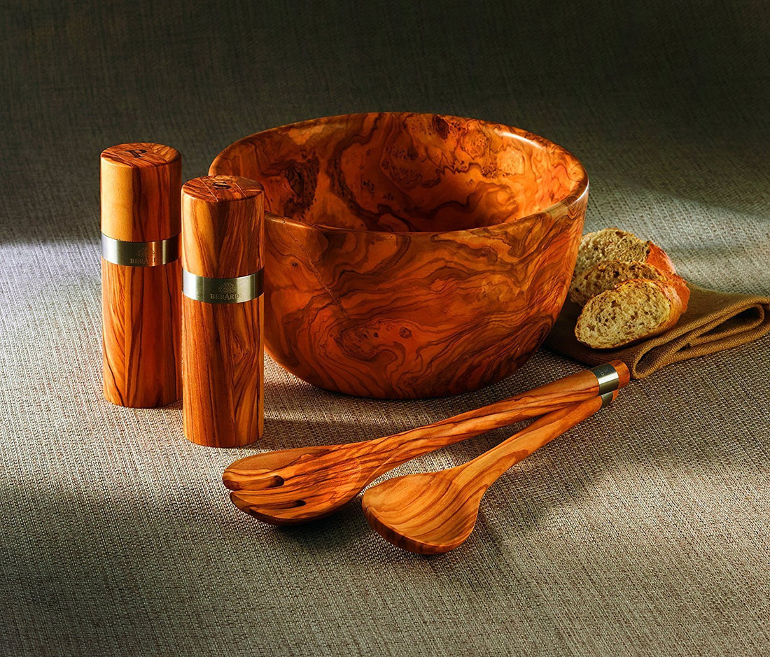 Berard - Acero 12" Olivewood Salad Server, 2 PC Set - 03150