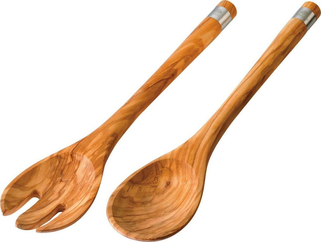 Berard - Acero 12" Olivewood Salad Server, 2 PC Set - 03150