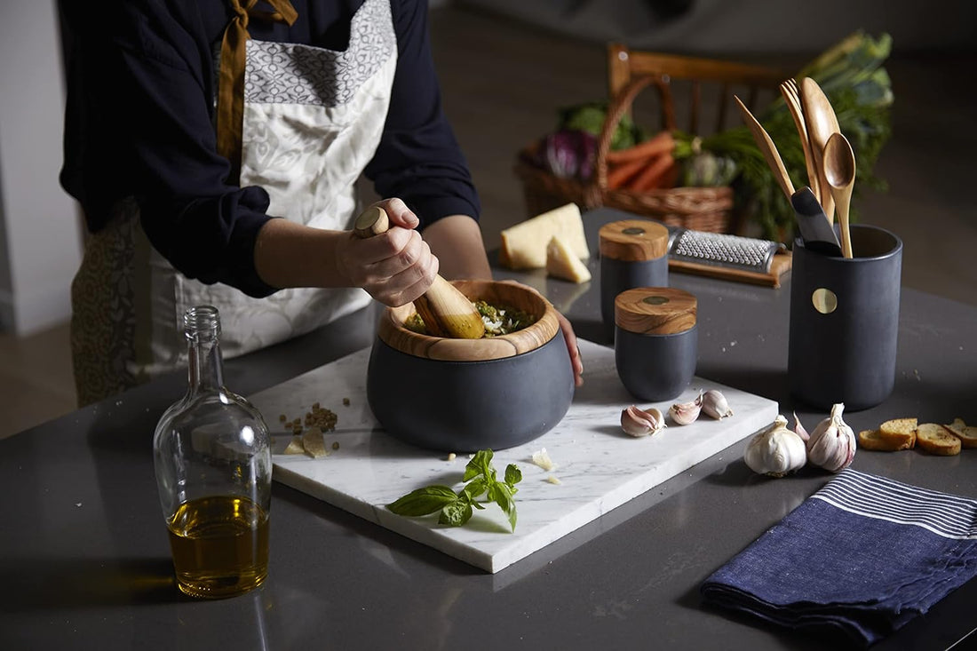 Berard - MILLENARI 7.8" x 4.3" Grey Mortar with Cotton Bag - 41400