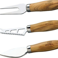 Berard - Stainless Steel Olivewood Handle Cheese Knife, 3 PC Set - 21350