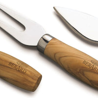 Berard - Stainless Steel Olivewood Handle Cheese Knife, 3 PC Set - 21350