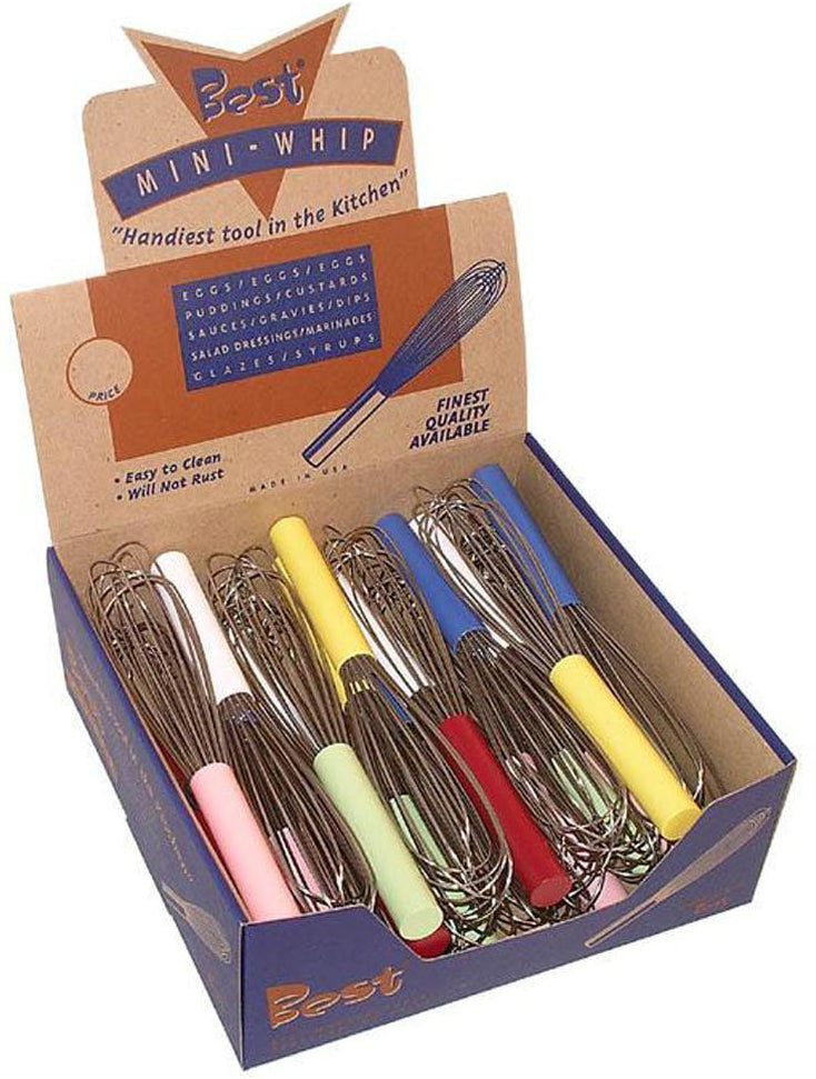 Best Manufacturers - 8″ Assorted Colour Handled Light French Whip, Pack of 24 - BE820-COL