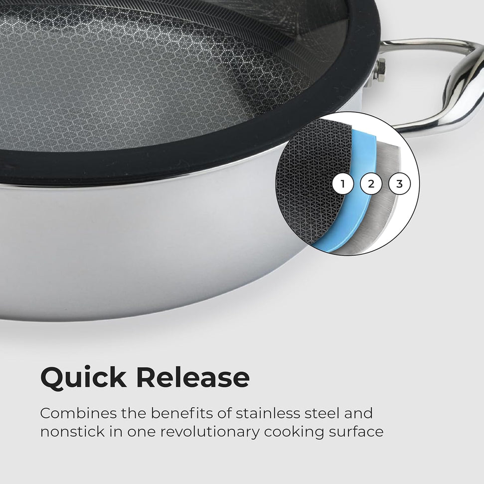 Black Cube Hybrid - 11" Quick Release Nonstick Saute Pan with Lid - BC728