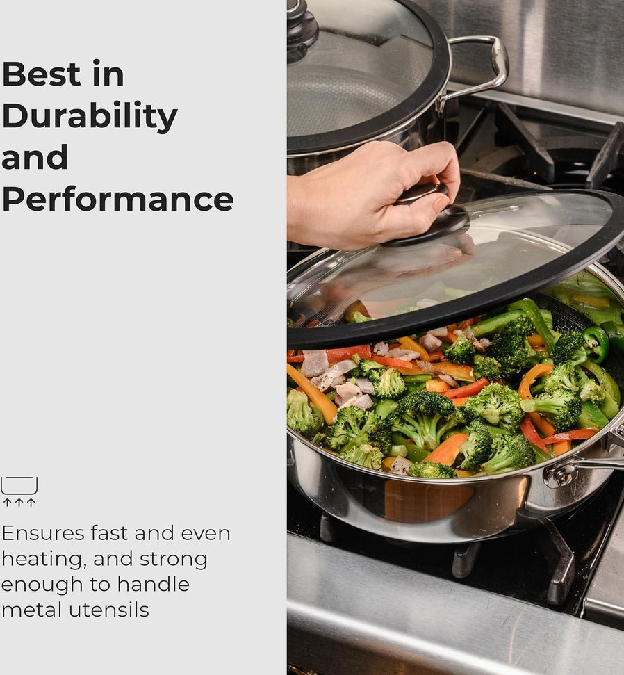 Black Cube Hybrid - 11" Quick Release Nonstick Saute Pan with Lid - BC728