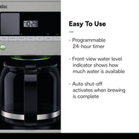 Braun - 12 Cup BrewSense Digital Drip Coffee Maker Stainless Steel - KF7370SI