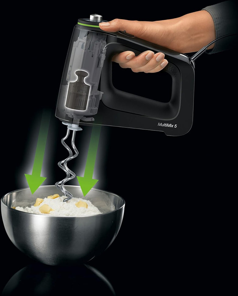 Braun - Black Hand Mixer with Beaters, Dough Hooks and Accessory Bag - HM5100BK