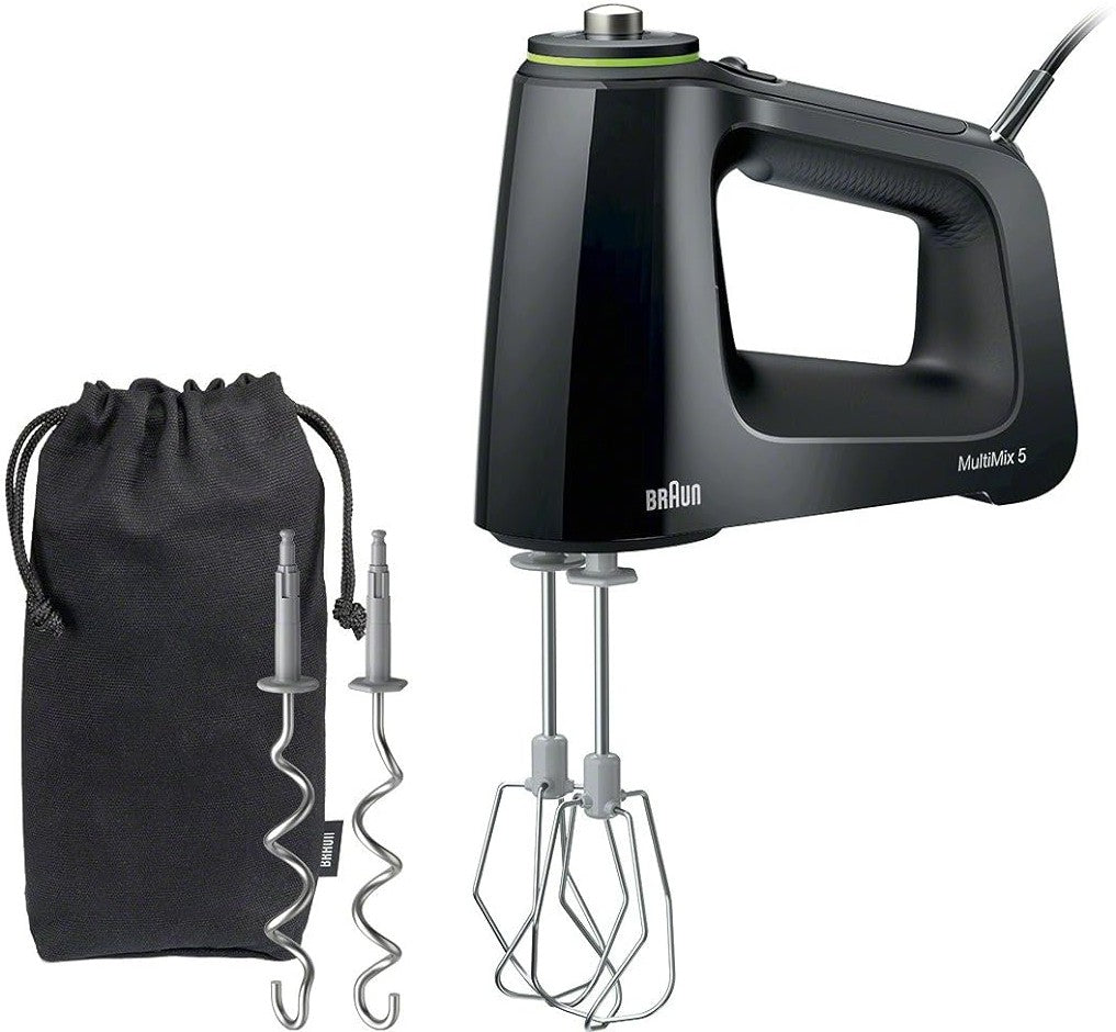 Braun - Black Hand Mixer with Beaters, Dough Hooks and Accessory Bag - HM5100BK