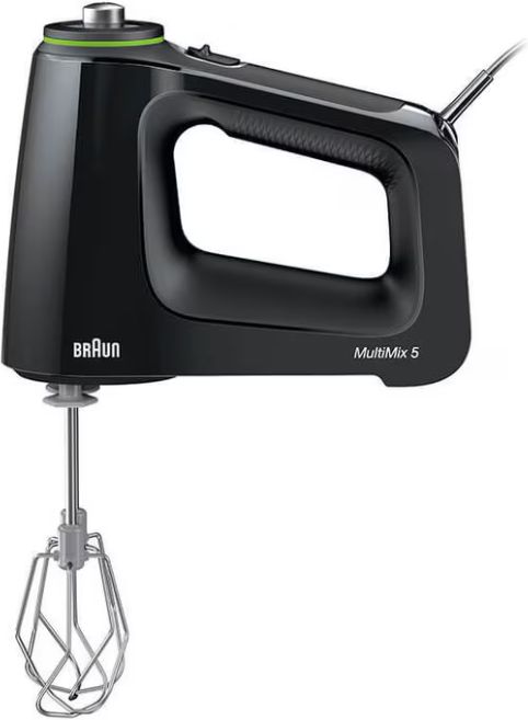 Braun - Black Hand Mixer with Chopper, Whisks, Kneading Hooks and Accessory Bag - HM5130BK