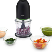 Braun - EasyPrep 4 Cup Black Mini Chopper, 250 Watts - CH3012BK