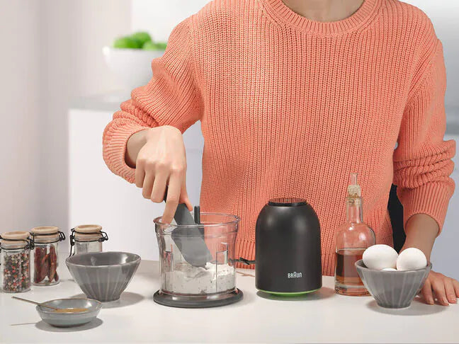 Braun - EasyPrep 4 Cup Black Mini Chopper, 250 Watts - CH3012BK