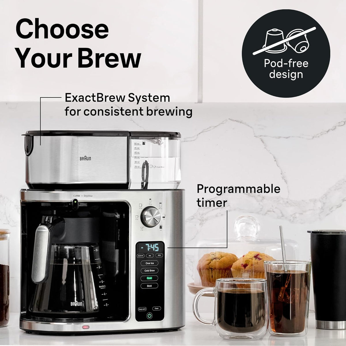 Braun - Multiserve 7 Programmable Stainless Steel Drip Coffee Maker - KF9270SI