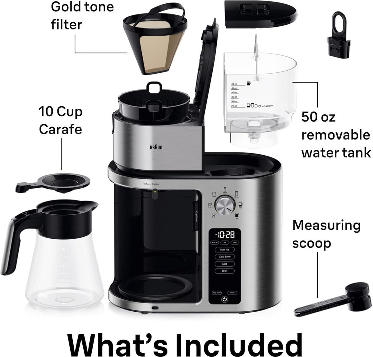 Braun - Multiserve 7 Programmable Stainless Steel Drip Coffee Maker - KF9270SI