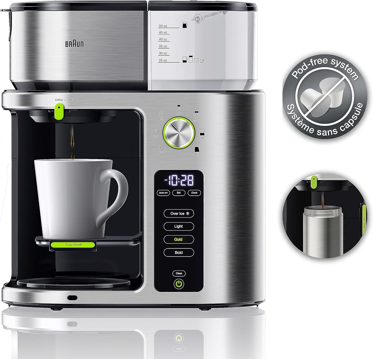 Braun - Multiserve 7 Programmable Stainless Steel Drip Coffee Maker Silver - KF9270 - DISCONTINUED