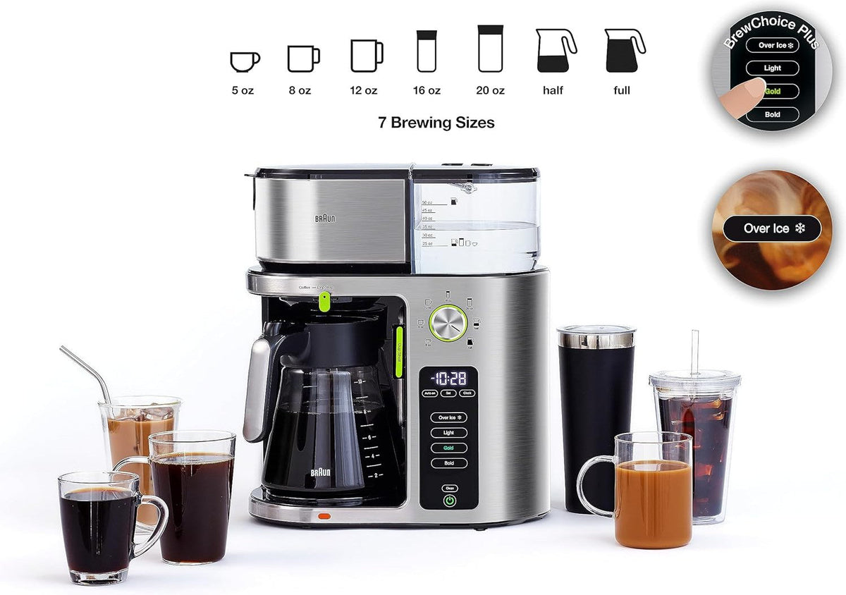 Braun - Multiserve 7 Programmable Stainless Steel Drip Coffee Maker Silver - KF9270 - DISCONTINUED