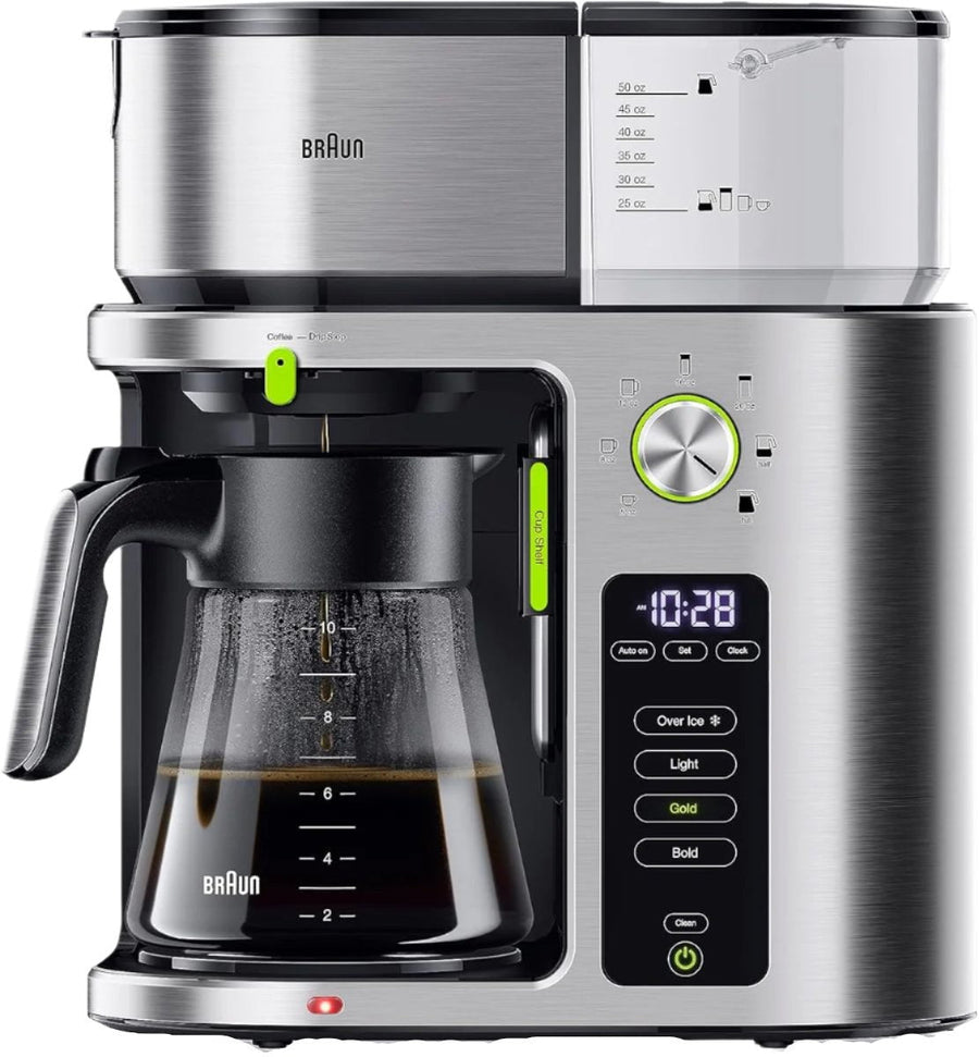 Braun - Multiserve Plus 10-Cup Stainless Steel Coffee Maker with Cold Brew, Silver - KF9370SI