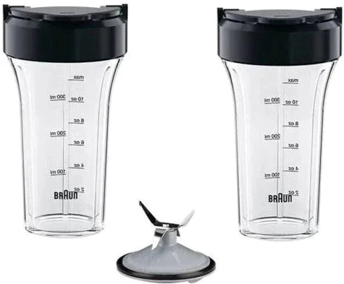 Braun - Smoothie2Go Black Blending Set (2 to go Cups, 2 Lids, Blade Assembly) - JB71 - DISCONTINUED