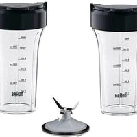 Braun - Smoothie2Go Black Blending Set (2 to go Cups, 2 Lids, Blade Assembly) - JB71 - DISCONTINUED