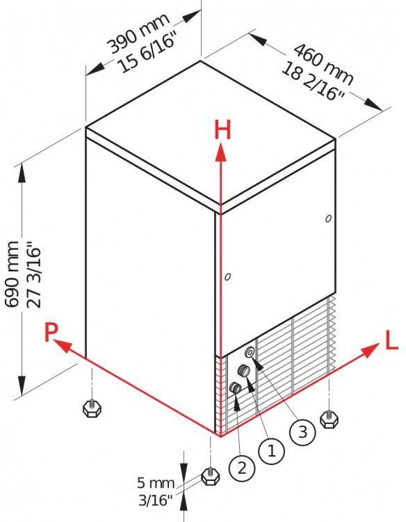 Brema 18" Undercounter Ice Maker with Bin, AirCooled (79lbs / 24hr) CB249A HC AWS