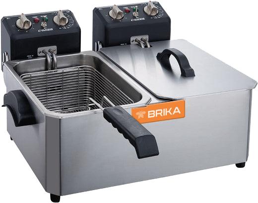 Brika - 10 lb Countertop Electric Fryer, Double Basin, 120V - BCEF-10D