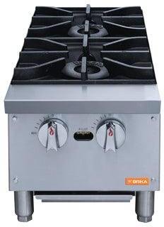 Brika - 12" Natural Gas Hot Plate, 2 Burners, 56,000 BTU - BHP-122