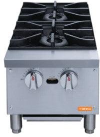 Brika - 12" Natural Gas Hot Plate, 2 Burners, 56,000 BTU - BHP-122