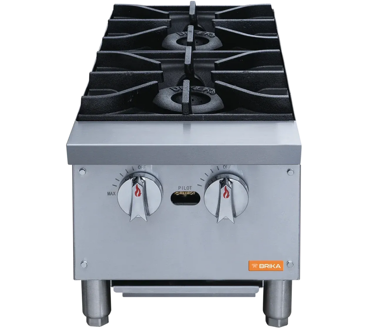Brika - 12" Natural Gas Hot Plate, 2 Burners, 56,000 BTU - BHP-122