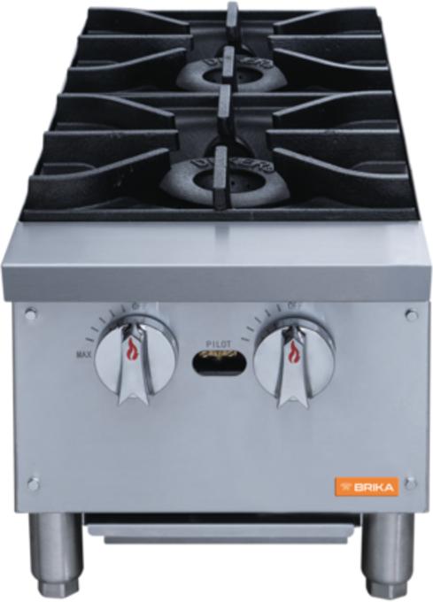 Brika - 12" Natural Gas Hot Plate, 2 Burners, 56,000 BTU - BHP-122