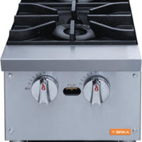 Brika - 12" Natural Gas Hot Plate, 2 Burners, 56,000 BTU - BHP-122