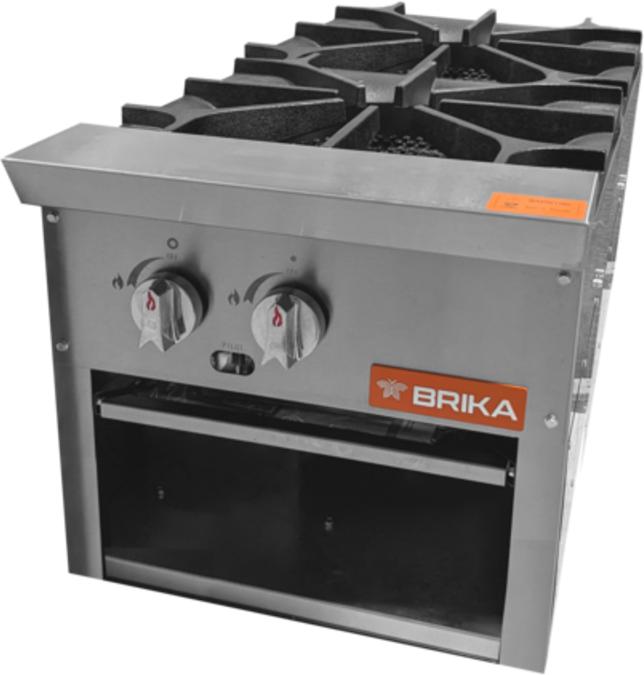 Brika - 18" Natural Gas Stock Pot Range, 2 Burners, 160,000 BTU - BSP-18D