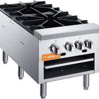 Brika - 18" Natural Gas Stock Pot Range, 2 Burners, 160,000 BTU - BSP-18D