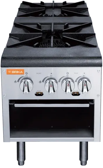 Brika - 18" Natural Gas Stock Pot Range, 2 Burners, 160,000 BTU - BSP-18D