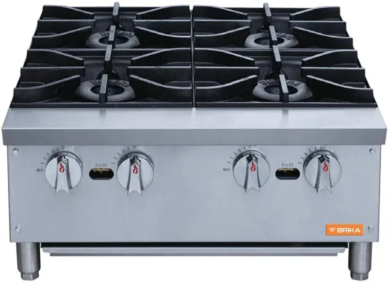 Brika - 24" Natural Gas Hot Plate, 4 Burners, 112,000 BTU - BHP-244