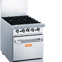 Brika - 24" Natural Gas Restaurant Range, 4 Open Burners with Standard Oven, 162,000 BTU - BGR-4B