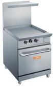 Brika - 24" Natural Gas Restaurant Range, Full-Width 24" Manual Griddle Top with Standard Oven, 86,000 BTU - BGR-G24